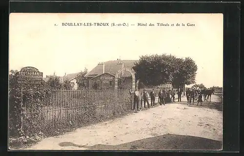 AK Boullay-les-Troux, Hôtel des Tilleuls et de la Gare