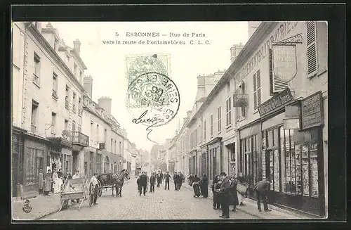AK Essonnes, Rue de Paris vers la route de Fontainebleau C. L. C.