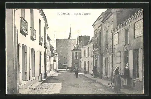 AK Dourdan, Rue de Chartres, Chocolat Menier