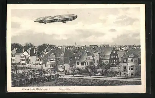 AK Rüstringen OT Wilhelmshaven, Zeppelin über der Villenkolonie Rüstringen II