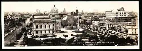 Foto-AK Galveston, TX, Birdseye View, Looking West From 21st & Ave. H.