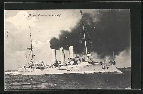 AK Kriegsschiff S. M. Hamburg in voller Fahrt