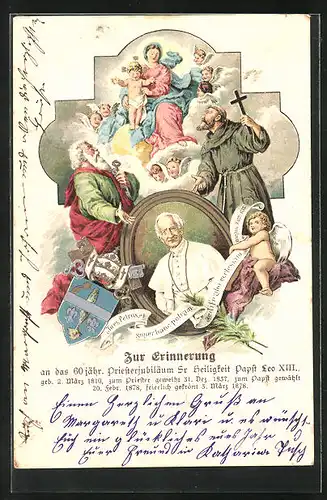 AK Zur Erinnerung an das sechzigjährige Priesterjubiläum Sr. Heiligkeit Papst Leo XIII.