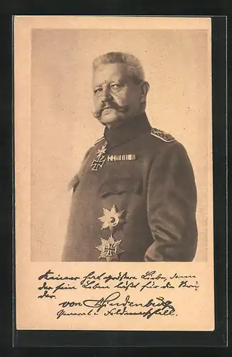 AK Paul von Hindenburg in Uniform mit Orden