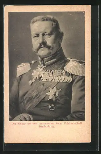 AK Feldmarschall Paul von Hindenburg, Der Sieger bei den masurischen Seen