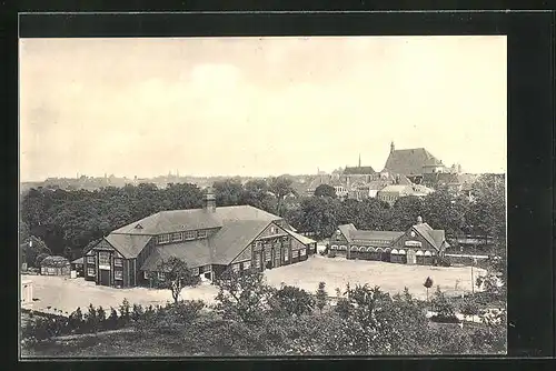 AK Freiberg i.Sa., Festplatz aus der Vogelschau