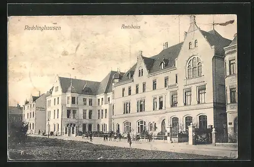 AK Recklinghausen, Strassenpartie mit Amtshaus