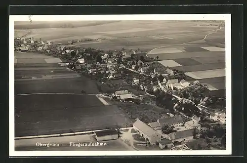 AK Obergruna, Fliegeraufnahme Ort und Felder