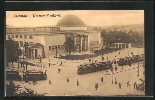 AK Hamburg, Die neue Kunsthalle, Strassenbahn