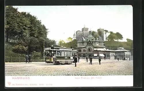 AK Hamburg, Strassenbahn beim Fährhaus St. Pauli