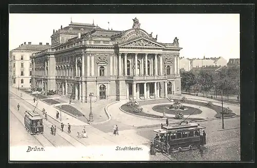 AK Brünn, Strassenbahn am Stadttheater