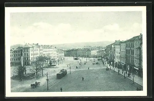 AK Iglau, Masarykplatz mit Strassenbahn