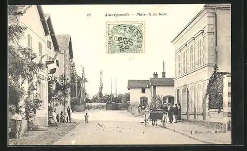 AK Aubergenville, Place de la Gare