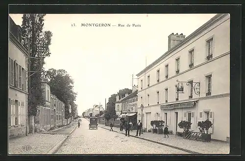 AK Montgeron, Rue de Paris, Hôtel de la Chásse