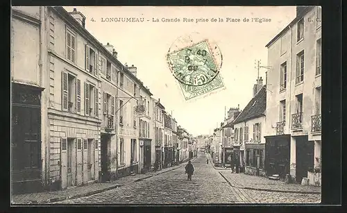 AK Longjumeau, La Grande Rue prise de la Place de l`Eglise