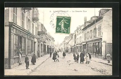 AK Longjumeau, La Grande Rue, Banque