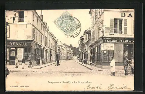 AK Longjumeau, La grande Rue, Grand Bazar