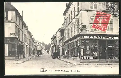 AK Longjumeau, Grande Rue, Grand Bazar de Longjumeau