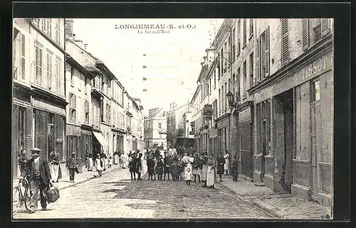 AK Longjumeau, La Grand` Rue avec des enfants