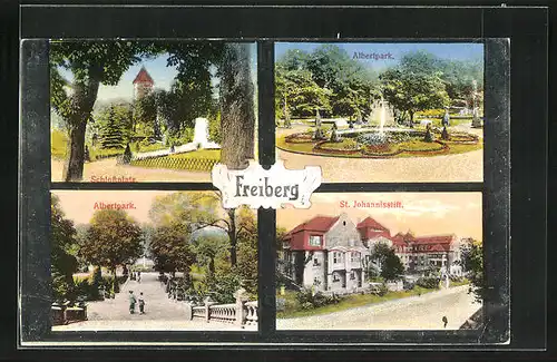 AK Freiberg i.S., Albertpark, St. Johannisstift, Schlossplatz