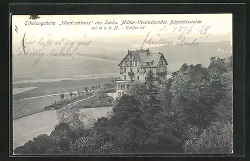 AK Dippoldiswalde, Erholungsheim Windischhaus aus der Vogelschau