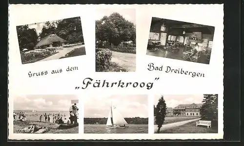 AK Bad Dreibergen, Gasthaus Fährkroog, Strand mit Passanten