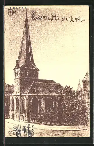 Künstler-AK Essen, Münsterkirche