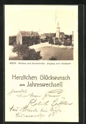 AK Riesa, Rathaus und Klosterkirche