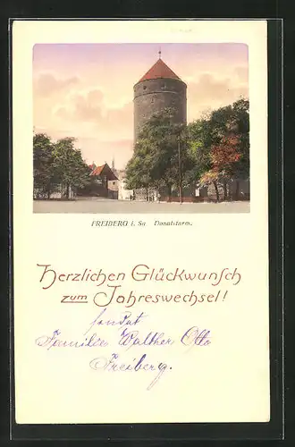 AK Freiberg i. Sa., Strasse am Donatsturm
