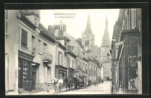 AK Dourdan, Rue Haute Foulerie, Strassenpartie