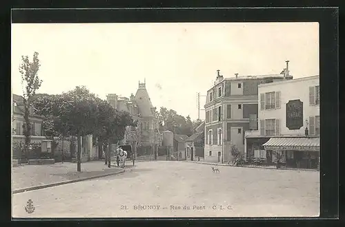 AK Brunoy, Rue du Pont, Strassenpartie