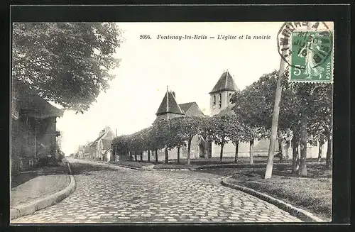 AK Fontenay-les-Briis, L`église et la mairie
