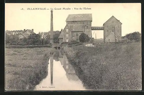 AK Ollainville, Le Grand Moulin, Vue de l`Ecluse