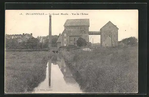 AK Ollainville, Le Grand Moulin, Vue de l`Ecluse