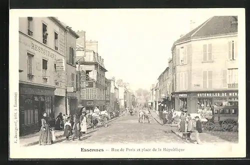 AK Essonnes, Rue de Paris et place de la République