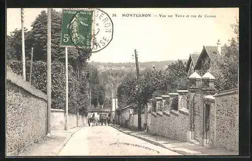 AK Montgeron, Vue sur Yerre et rue de Crosne