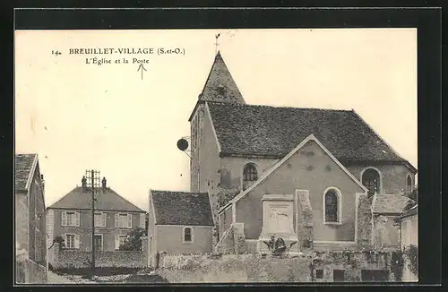 AK Breuillet-Village, L`Église et la Poste