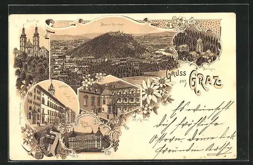 Lithographie Graz, Maria Trost, Landhaus, Schloss Eggenberg