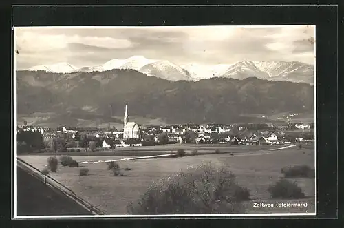 AK Zeltweg, Ortsansicht aus der Ferne