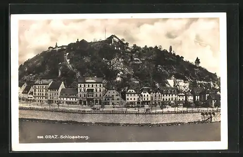 AK Graz, Uferpartie am Schlossberg