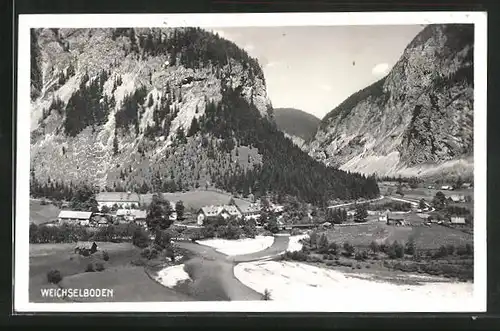 AK Weichselboden, Ortsansicht aus der Vogelschau