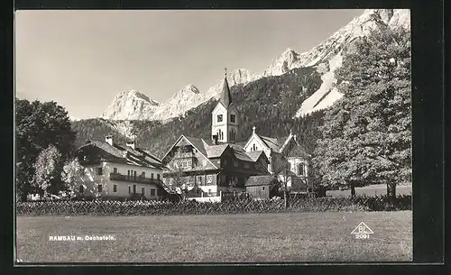 AK Ramsau, Ansicht der Kircher mit Dachstein