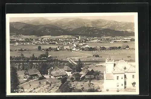 AK Knittelfeld, Kirche mit Ort und Landschaft