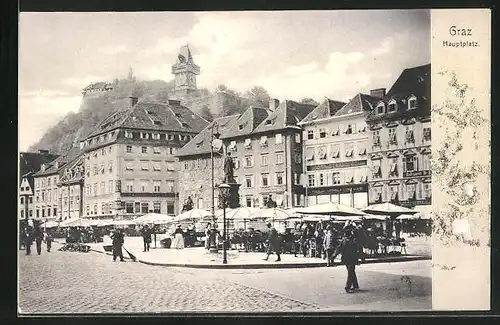 AK Graz, Passanten auf dem Hauptplatz