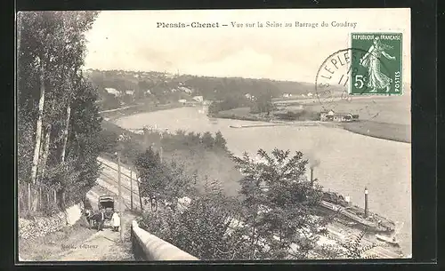 AK Coudray-Montceaux, Vue sur la Seine au Barrage du Coudray