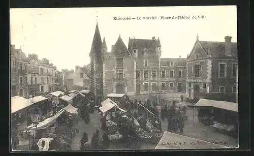 AK Etampes, Le Marché, Place de l`Hôtel de Ville