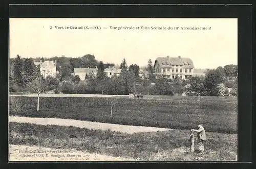 AK Vert le Grand, Vue générale et Villa Scolaire du III Arrondissement