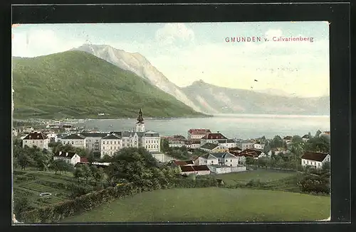 AK Gmunden, Panorama vom Calvarienberg