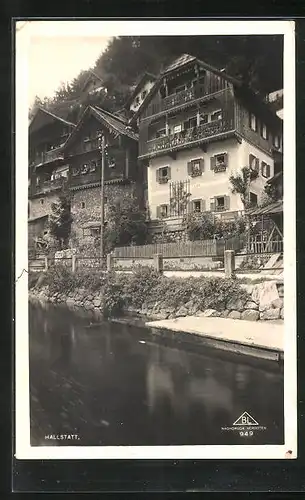 AK Hallstadt, Wohnhäuser an Flusspartie
