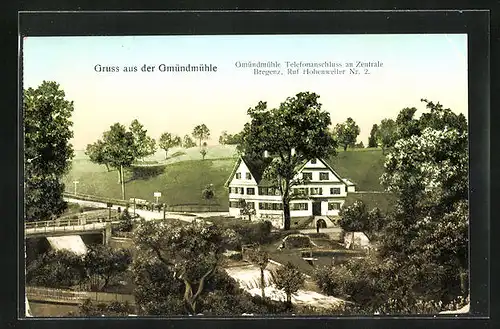 AK Hohenweiler, Hotel und Gasthof Gmundmühle an Flusspartie